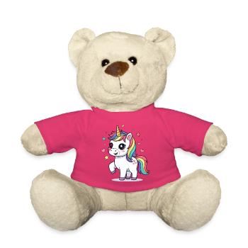 Verspieltes Einhorn mit Regenbogenmähne - Teddy - Pink - Vorne