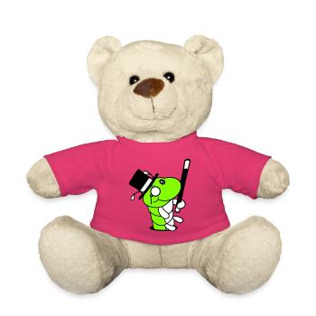 Caterpillar Sir Mr. Rich Monocle Glasses Cylinder Hole - Teddy Bear - pink - Front