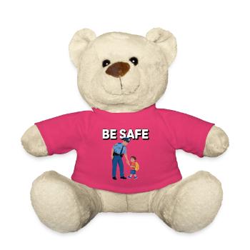 Illustration d'un policier et d'un enfant - Nounours - rose - Devant