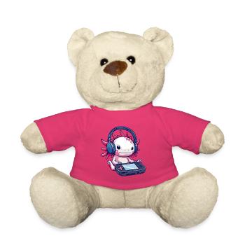 Axolotl mit Kopfhörern und Gaming-Controller - Teddy - Pink - Vorne