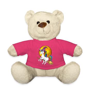 Balai d’équitation de sorcière licorne - Nounours - rose - Devant