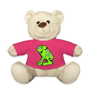 Frosch Kröte lacht lustig albern frech sitzt Comic - Teddy - Pink - Vorne