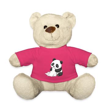 Bébé Panda avec une couette – Dessin animé mignon - Nounours - rose - Devant