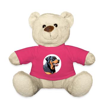 Rottweiler Bloc de couleur Portrait - Nounours - rose - Devant