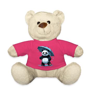 Panda sous parapluie - Nounours - rose - Devant