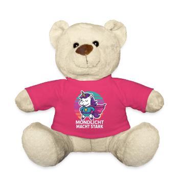 Unicorn Moonlight Makes Strong Superhero - Teddy Bear - pink - Front
