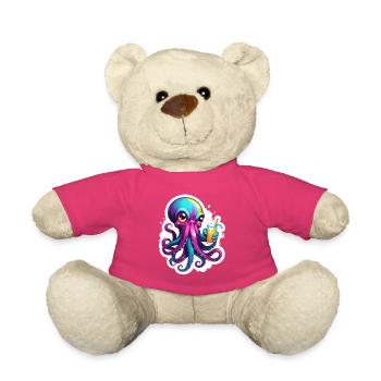 Pieuvre colorée avec boisson - Nounours - rose - Devant
