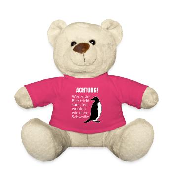 Wer zuviel Bier trinkt Fett Schwalbe Pinguin - Teddy - Pink - Vorne