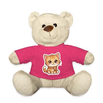 Chaton orange douillet en écharpe - Nounours - rose - Devant