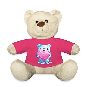 Kuschelbär mit Herzkristall - Teddy - Pink - Vorne