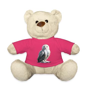 Schneeeule Weiße Eule Kauz Uhu Owl Schnee Eulen - Teddy - Pink - Vorne