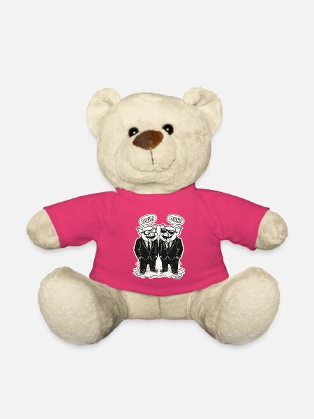 Schwein Duo im Anzug mit DUH - Teddy - Pink