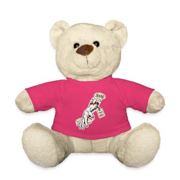 Fart Skeleton Zombie Hand Sticker - Teddy Bear - pink - Front