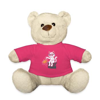 Chat roi avec des lunettes de soleil américaines - Nounours - rose - Devant