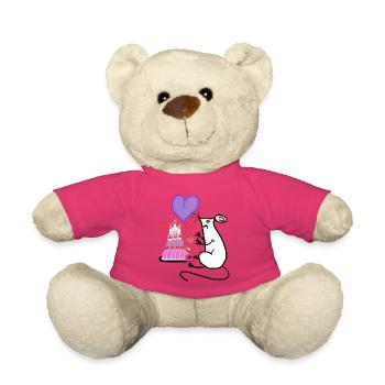 Souris au cœur de gâteau Enfant d’anniversaire - Nounours - rose - Devant