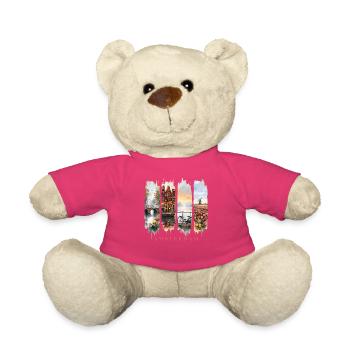 Design d’Amsterdam – Motif voyage urbain en Hollande - Nounours - rose - Devant