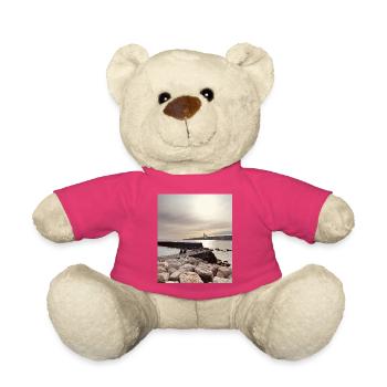 Coucher de soleil sur la jetée et les rochers - Nounours - rose - Devant