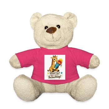 Giraffe feiert ersten Schultag - Teddy - Pink - Vorne