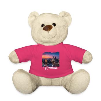 Wuhan Evening Light Skyline - Teddy Bear - pink - Front