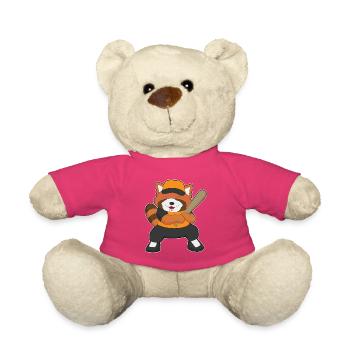 Red Panda Baseball Baseball Bat - Teddy Bear - pink - Front