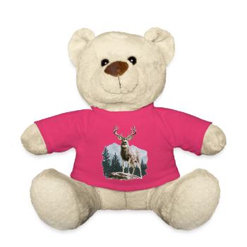 Deer with Antlers Vintage - Teddy Bear - pink - Front