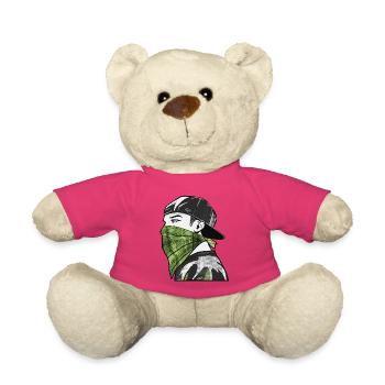 Bandana vert et casquette streetwear - Nounours - rose - Devant