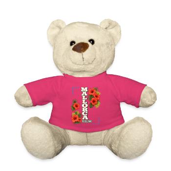 Mallorca feeling with hibiscus & tropical leaves - Teddy Bear - pink - Front