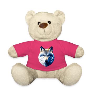 Tête de loup aux yeux bleus - Nounours - rose - Devant