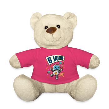 6. Geburtstag kleiner Raumfahrer Astronaut 6 Jahre - Teddy - Pink - Vorne
