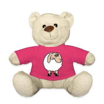 Sheep looks skeptical, critical, suspicious stares - Teddy Bear - pink - Front