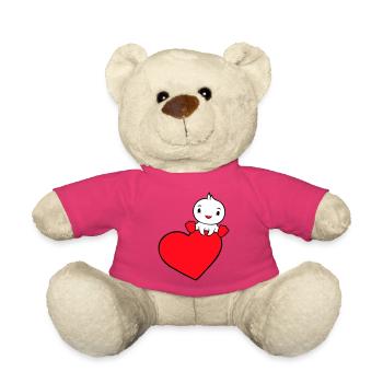 Canard Assis Sur Un Grand Coeur La Saint-Valentin Amour Doux - Nounours - rose - Devant