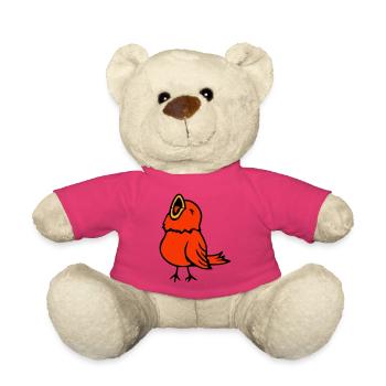 Budgie, songbird, sparrow, bird, chirp, cute - Teddy Bear - pink - Front