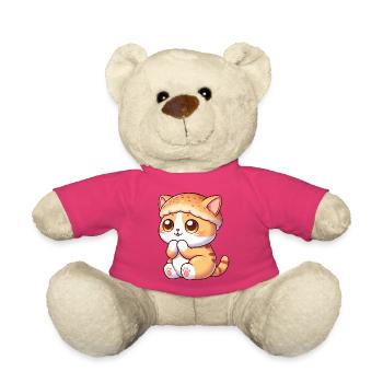 Chat de dessin animé mignon avec burger fast-food - Nounours - rose - Devant