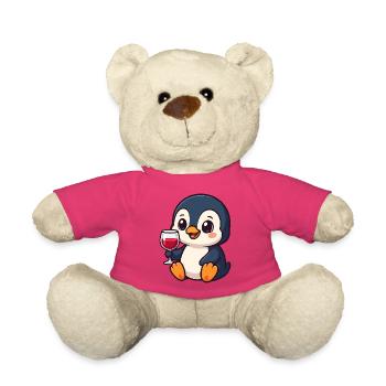 Kawaii Pinguin Rotwein Weinliebhaber Weintrinker - Teddy - Pink - Vorne