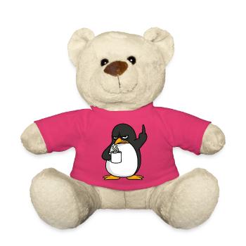 Pinguin Kaffee Kaffeeliebhaber Büro Mittelfinger - Teddy - Pink - Vorne