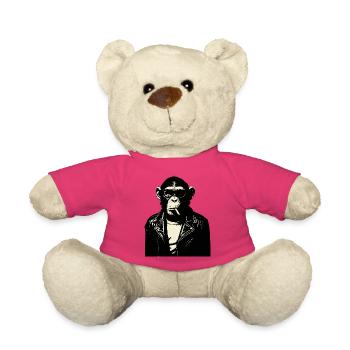 Chimp Rebel Biker Illustration - Teddy Bear - pink - Front
