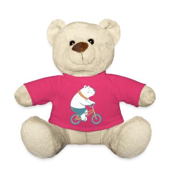 Eisbär auf orangem Fahrrad - Teddy - Pink - Vorne