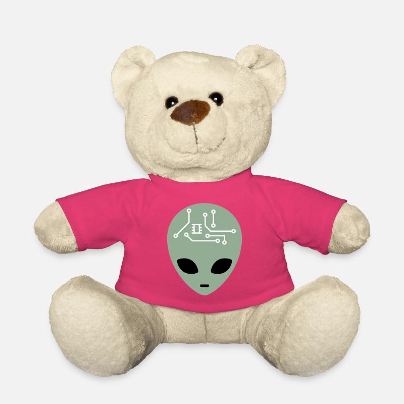 Alien Head with Circuits (three colours) - Teddy Bear - pink