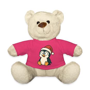 Pingouin mignon Chapeau de Père Noël maladroit - Nounours - rose - Devant