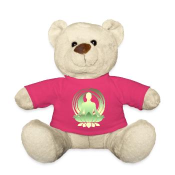 Lotus Meditation Green Gold Yoga Silhouette - Teddy Bear - pink - Front