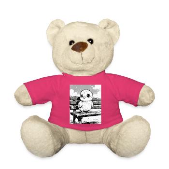 Poussin sur le banc en style croquis - Nounours - rose - Devant