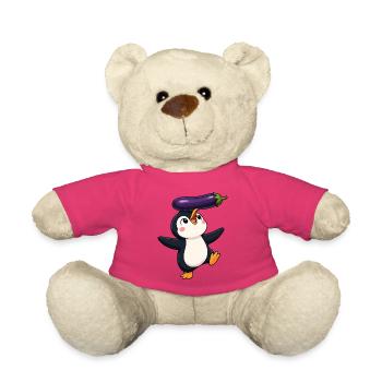 Cute Penguin Dancing Balancing Vegetables Vegan - Teddy Bear - pink - Front