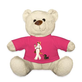 Chat élégant avec teckel lors d’une promenade au café - Nounours - rose - Devant
