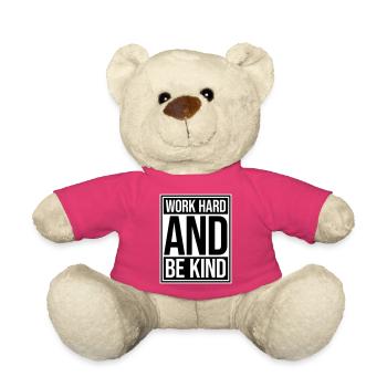 Work Hard And Be Kind Inspirierend Fleiß Güte Logo - Teddy - Pink - Vorne