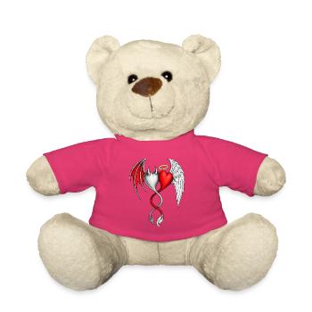 Ailes de cœur de la dualité, anges, démons, amour - Nounours - rose - Devant
