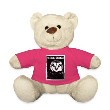 Hibou en métal noir - Nounours - rose - Devant