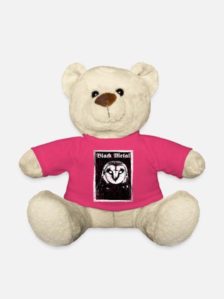 Hibou en métal noir - Nounours - rose