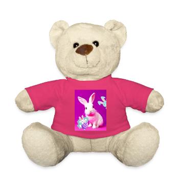 Lapin de Pâques rose avec œuf de Pâques rose - Nounours - rose - Devant
