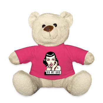 Lola Rockabilly Illustration TShirt - Nounours - rose - Devant