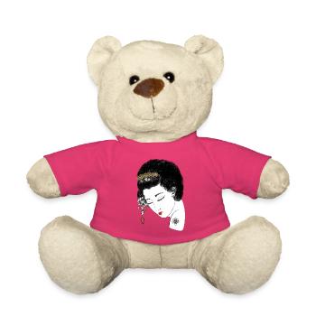 Japan Geisha , Blütenkrone Porträt in Gold,  - Teddy - Pink - Vorne
